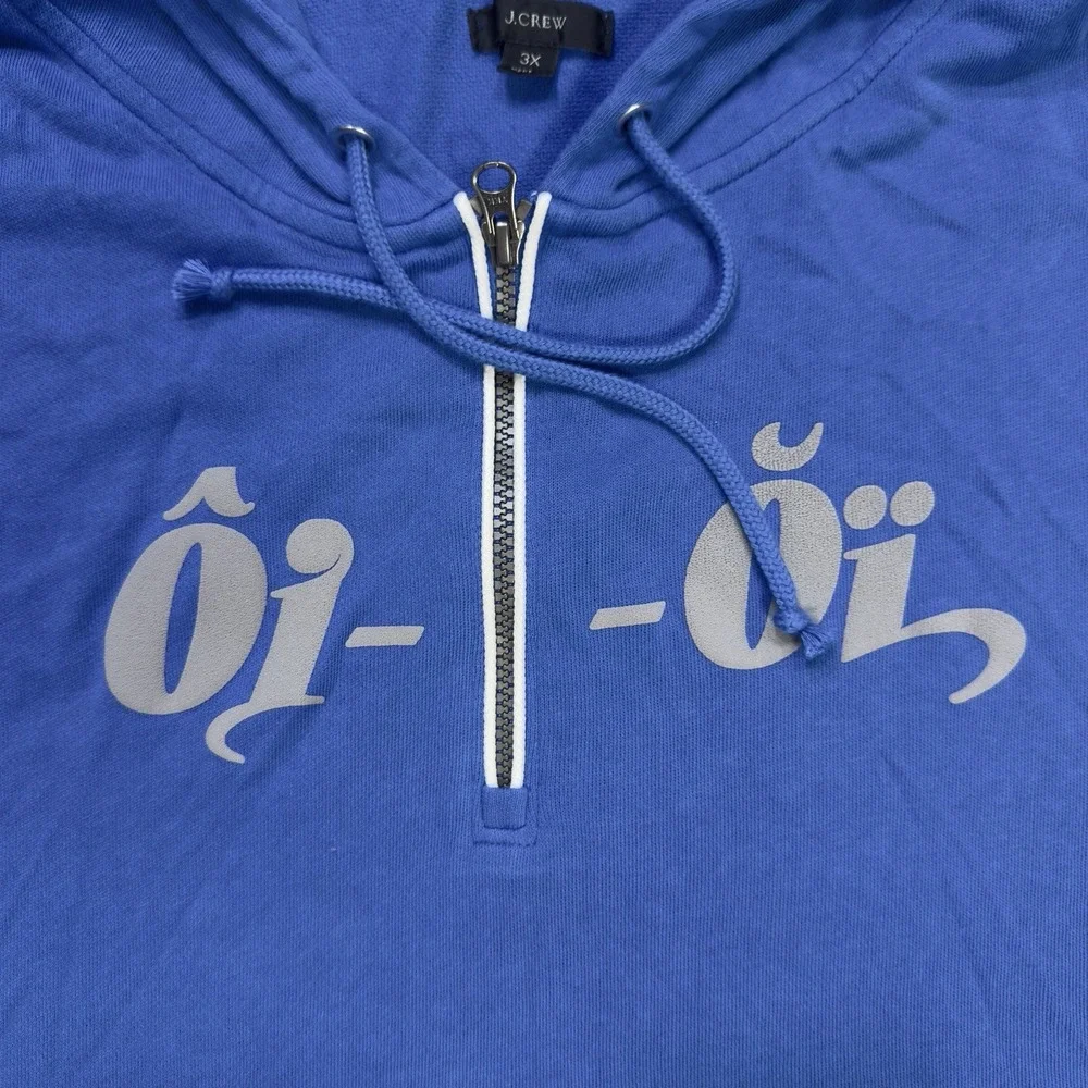 J.‎ Crew Full Zip Hoodie Unisex Cropped Size 3X Blue Pockets Fall Casual